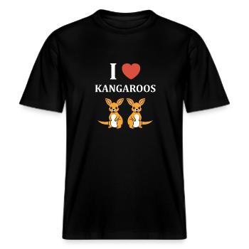 Humour kangourou -  T-shirt unisexe RELAXED FIT en coton bio - noir - Devant - Alina (178cm) & Michal (187cm)