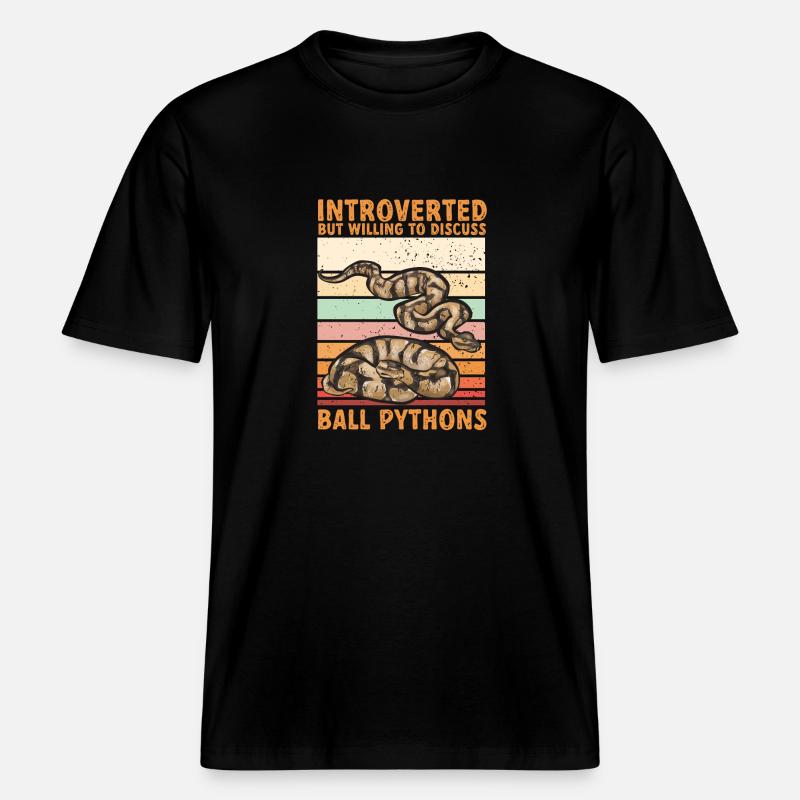 Ball Python Snake King Python -  RELAXED FIT Unisex Organic T-Shirt - black