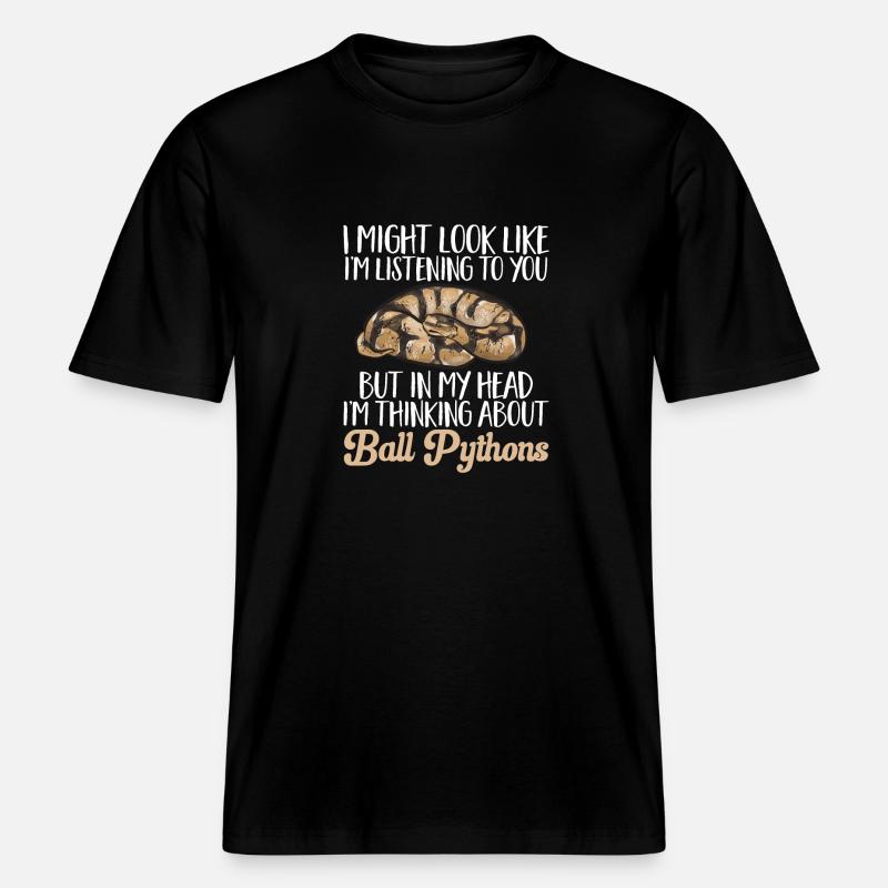 Ball Python Snake King Python -  RELAXED FIT Unisex Organic T-Shirt - black