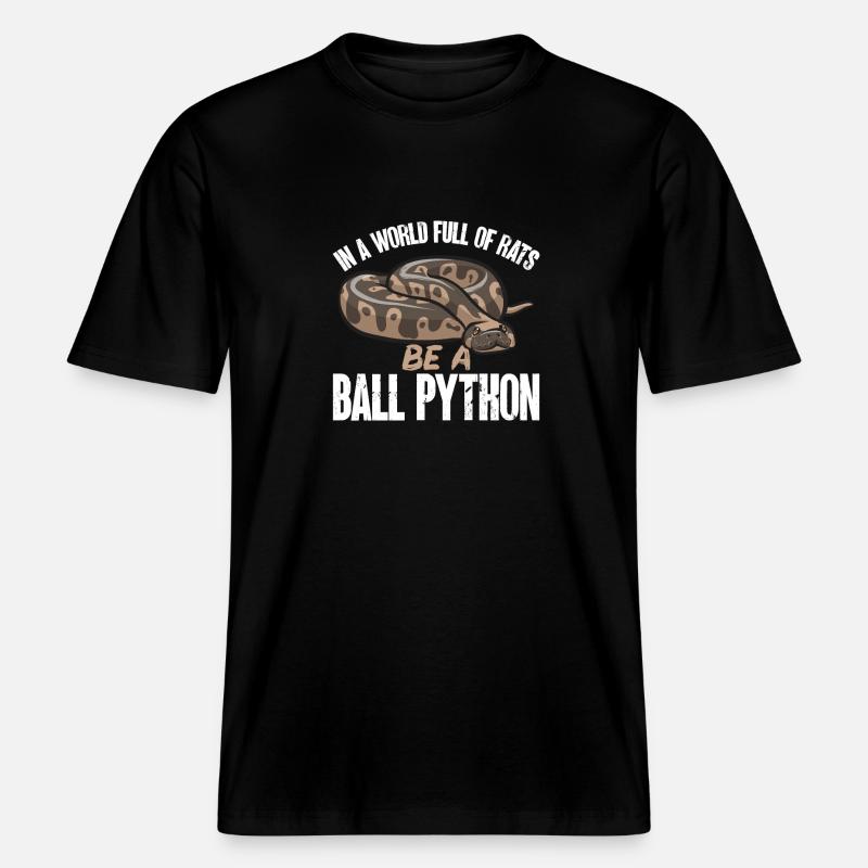 Ball Python Snake King Python -  T-shirt unisexe RELAXED FIT en coton bio - noir