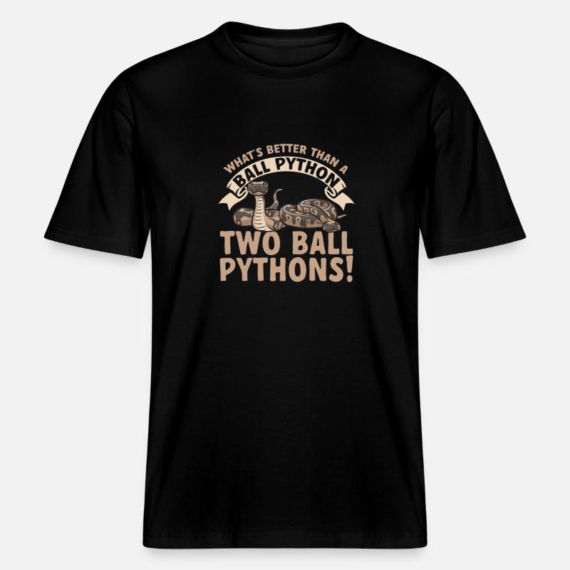 Ball Python Snake King Python -  T-shirt unisexe RELAXED FIT en coton bio - noir