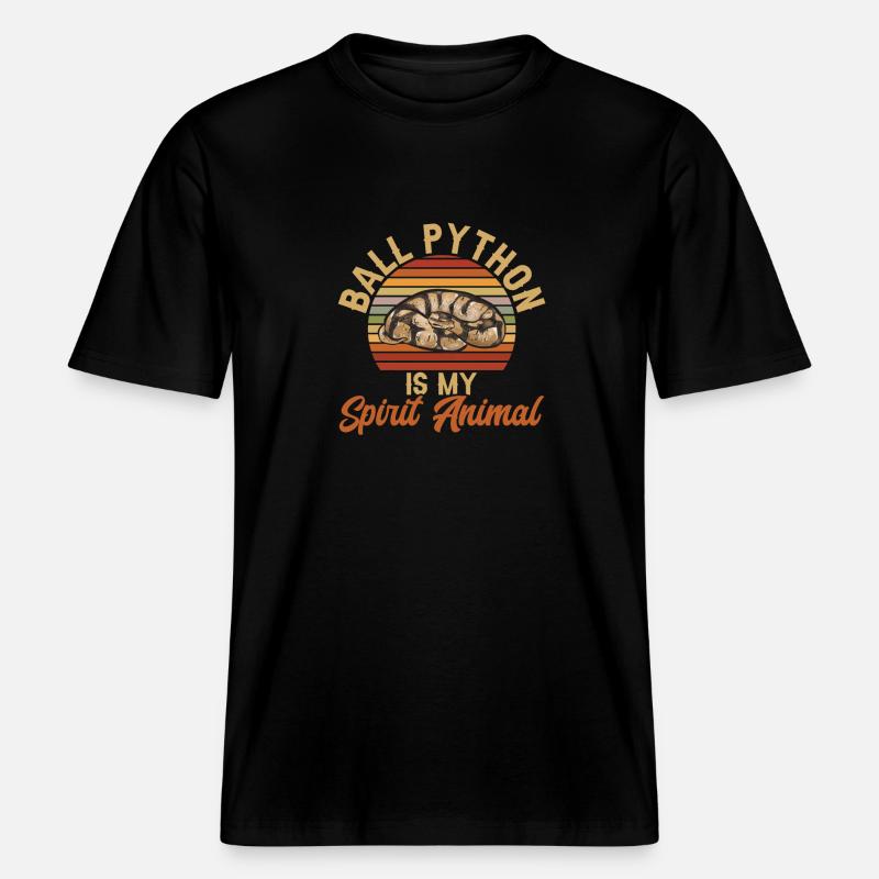Ball Python Snake King Python -  T-shirt unisexe RELAXED FIT en coton bio - noir