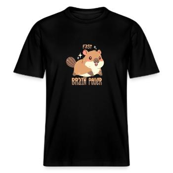 Fast Brain Power -  RELAXED FIT Unisex Organic T-Shirt - Schwarz - Vorne - Alina (178cm) & Michal (187cm)