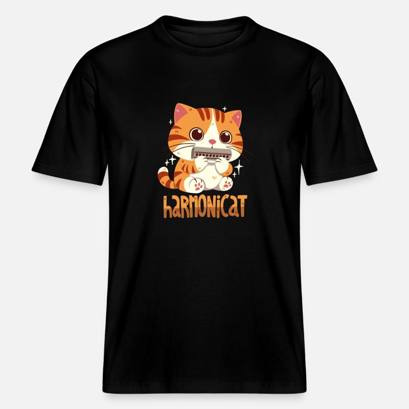 Harmonicat - T-shirt unisexe RELAXED FIT en coton bio - noir