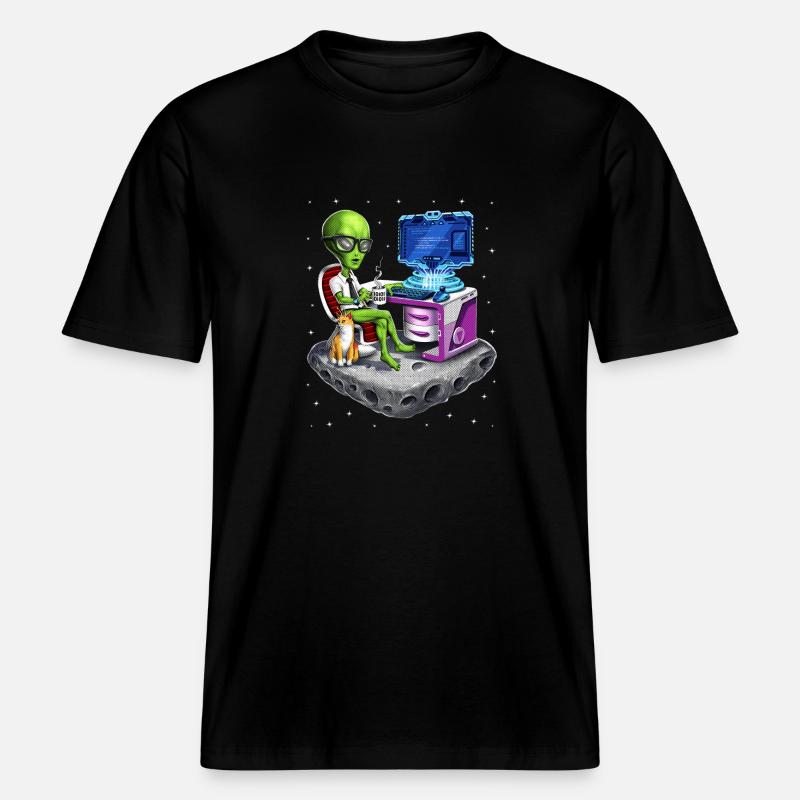 Programmeur extraterrestre de l’espace -  T-shirt unisexe RELAXED FIT en coton bio - noir