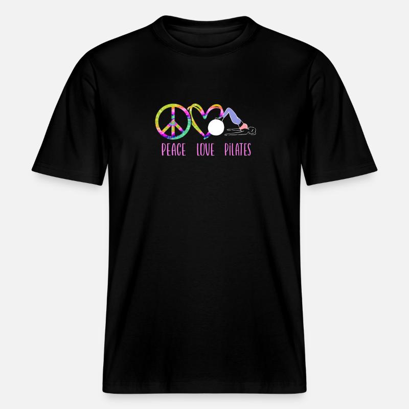 Pilates Instructor Teacher Peace -  RELAXED FIT Unisex Organic T-Shirt - Schwarz