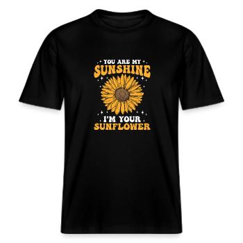 Du Bist Mein Sonnenschein Sonnenblume -  RELAXED FIT Unisex Organic T-Shirt - Schwarz - Vorne - Alina (178cm) & Michal (187cm)