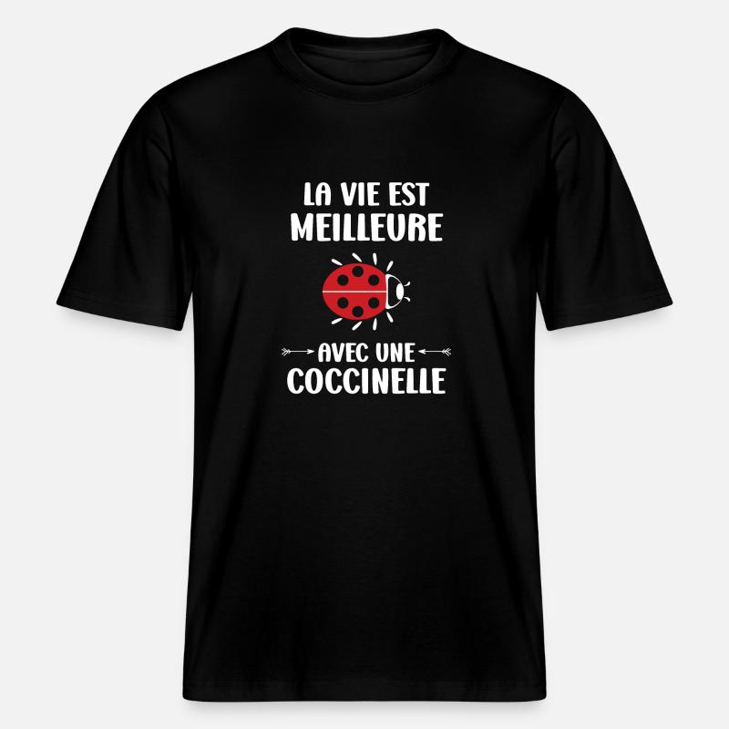 amour Coccinelle -  T-shirt unisexe RELAXED FIT en coton bio - noir