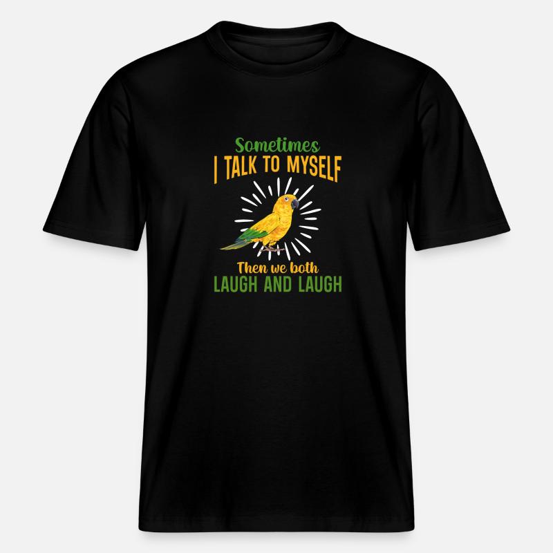 Perruche Perroquet Perruche Oiseau -  T-shirt unisexe RELAXED FIT en coton bio - noir