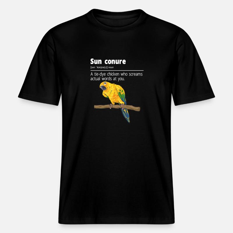 Perruche Perroquet Perruche Oiseau -  T-shirt unisexe RELAXED FIT en coton bio - noir