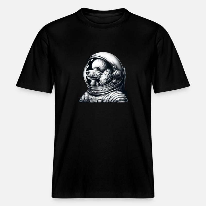 Caniche Astronaute Aventure Spatiale -  T-shirt unisexe RELAXED FIT en coton bio - noir