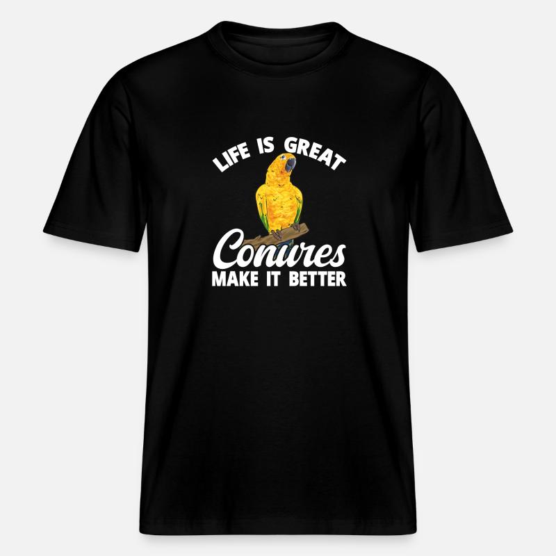 Perruche Perroquet Perruche Oiseau - T-shirt unisexe RELAXED FIT en coton bio - noir