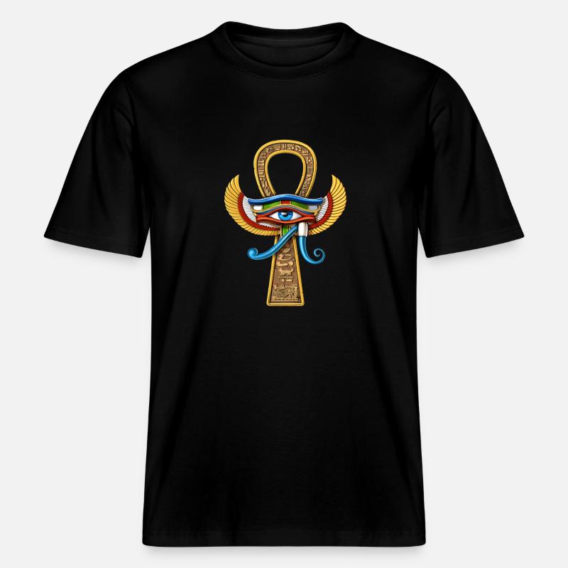 Oeil Egyptien D’Horus Ankh - T-shirt unisexe RELAXED FIT en coton bio - noir