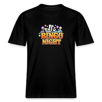 Bingo Player It's Bingo Night -  RELAXED FIT Unisex Organic T-Shirt - black - Front - Alina (178cm) & Michal (187cm)