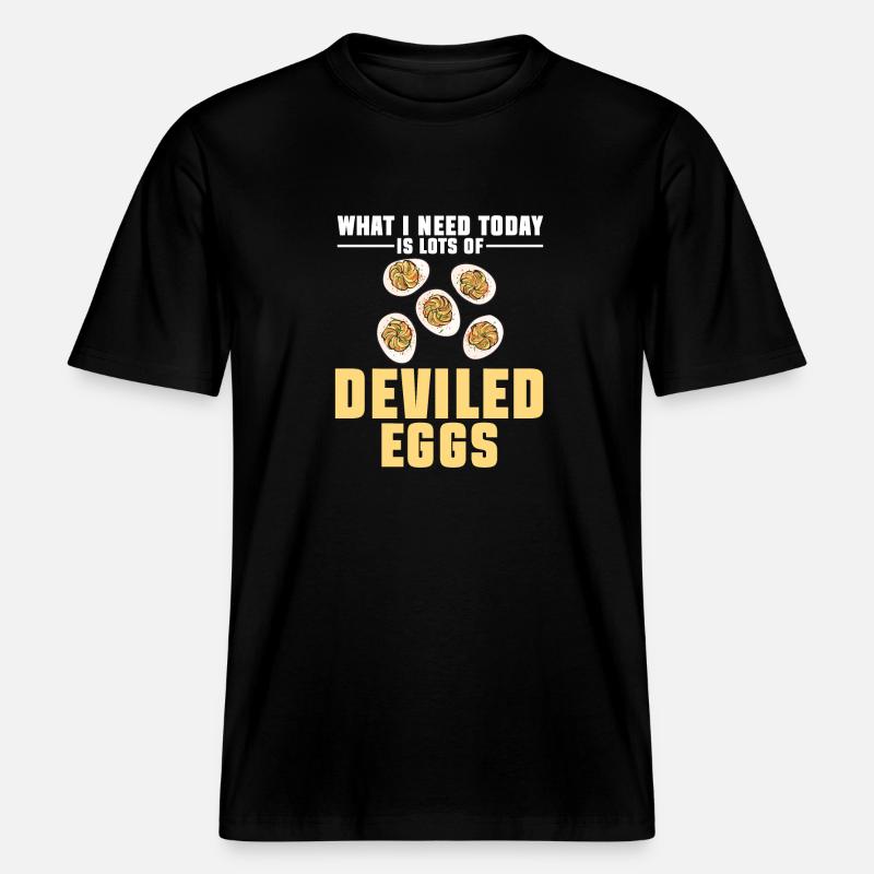 Stuffed Eggs Deviled Eggs -  RELAXED FIT Unisex Organic T-Shirt - black