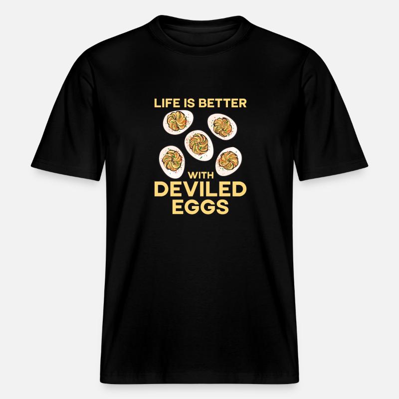 Stuffed Eggs Deviled Eggs -  RELAXED FIT Unisex Organic T-Shirt - black