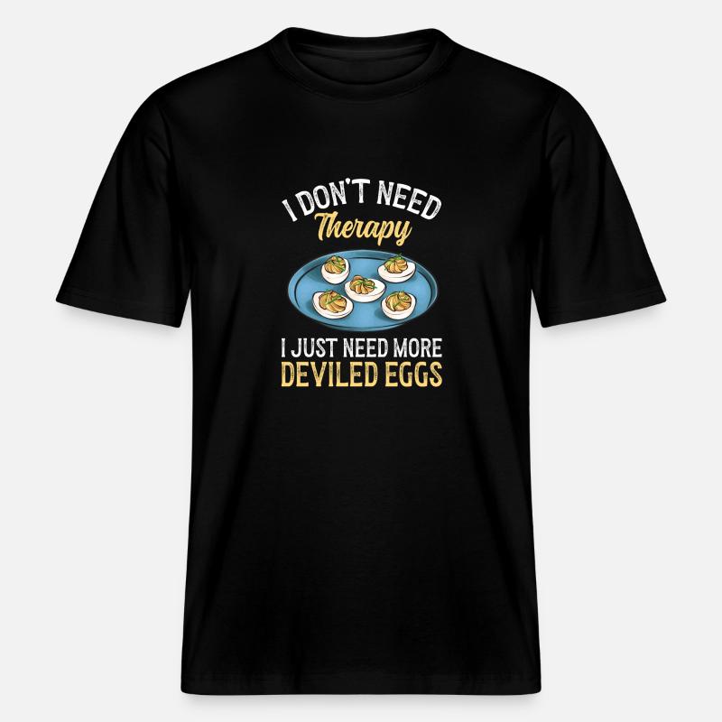 Stuffed Eggs Deviled Eggs -  RELAXED FIT Unisex Organic T-Shirt - black