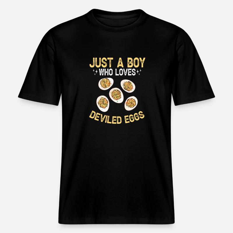 Stuffed Eggs Deviled Eggs -  RELAXED FIT Unisex Organic T-Shirt - black