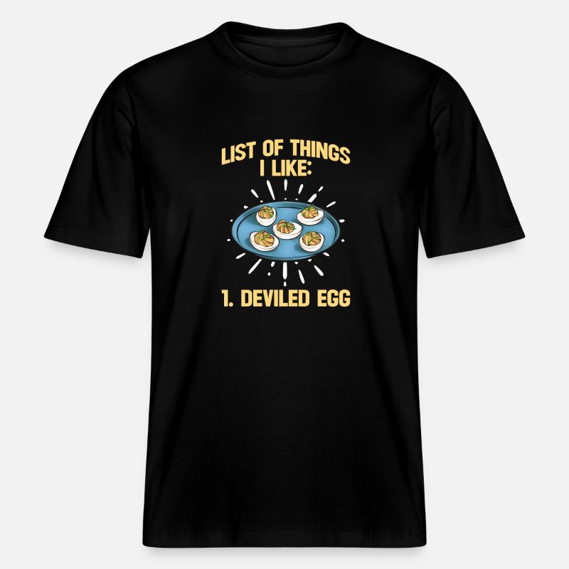Gefüllte Eier Deviled Eggs -  RELAXED FIT Unisex Organic T-Shirt - Schwarz