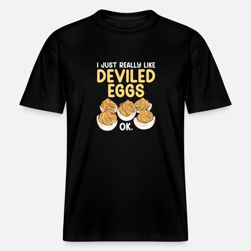 Stuffed Eggs Deviled Eggs -  RELAXED FIT Unisex Organic T-Shirt - black