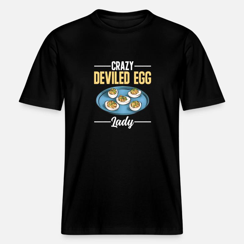 Stuffed Eggs Deviled Eggs -  RELAXED FIT Unisex Organic T-Shirt - black