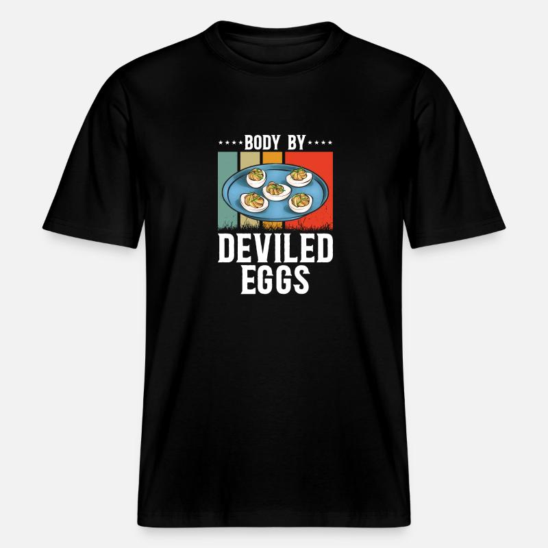 Stuffed Eggs Deviled Eggs -  RELAXED FIT Unisex Organic T-Shirt - black