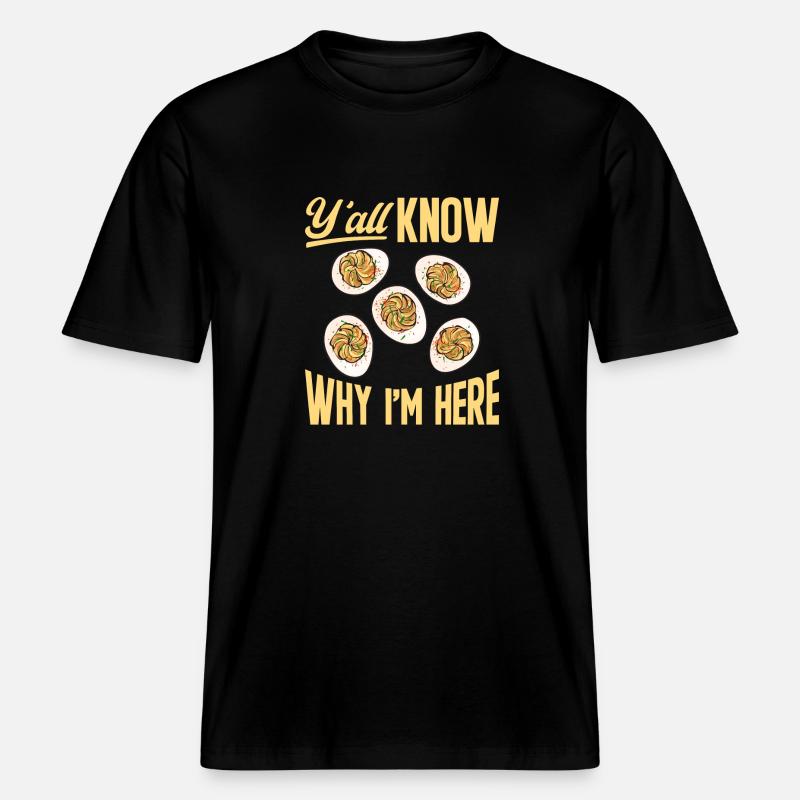 Stuffed Eggs Deviled Eggs -  RELAXED FIT Unisex Organic T-Shirt - black