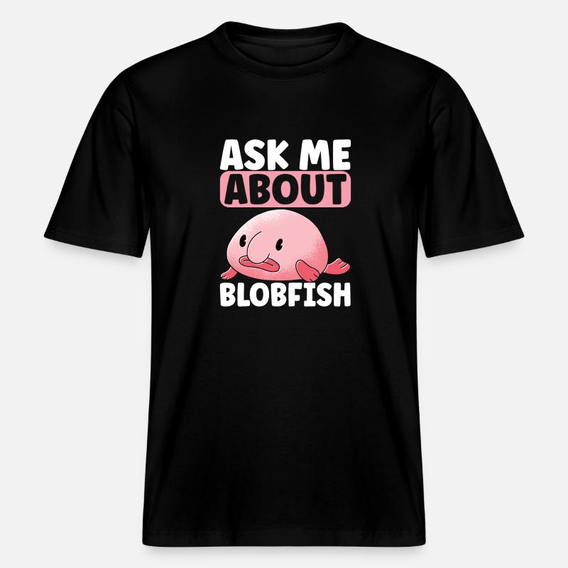 Poisson blob mignon poisson laid -  T-shirt unisexe RELAXED FIT en coton bio - noir
