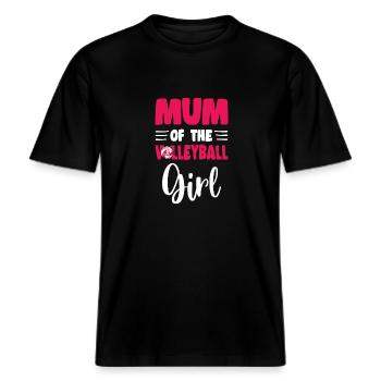Mum Of the Birthday Girl Volleyball Family Party -  RELAXED FIT Unisex Organic T-Shirt - black - Front - Alina (178cm) & Michal (187cm)