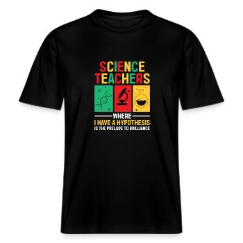 Science Teacher School Teacher Biology Chemistry P -  RELAXED FIT Unisex Organic T-Shirt - black - Front - Alina (178cm) & Michal (187cm)