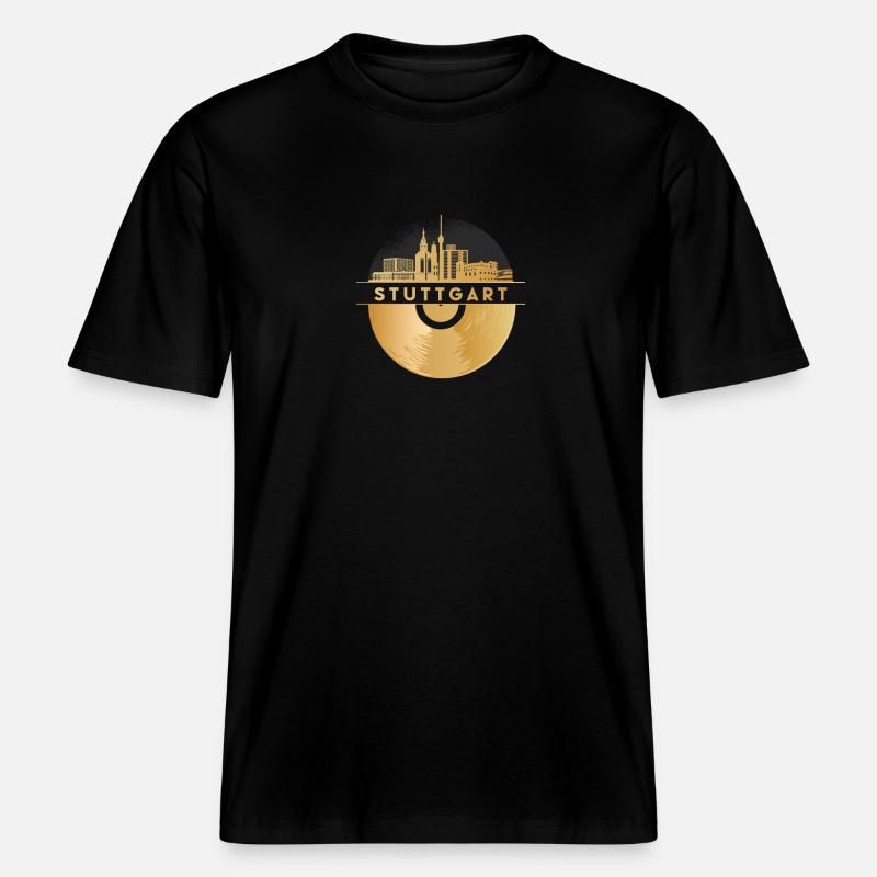 Disque Vinyle Disco Music Skyline-Stuttgart - T-shirt unisexe RELAXED FIT en coton bio - noir