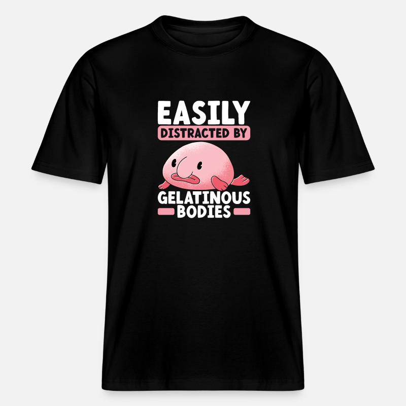 Poisson blob mignon poisson laid - T-shirt unisexe RELAXED FIT en coton bio - noir