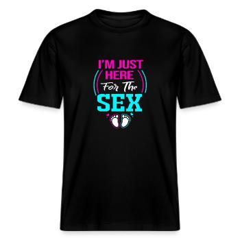 Révélation du sexe -  T-shirt unisexe RELAXED FIT en coton bio - noir - Devant - Alina (178cm) & Michal (187cm)