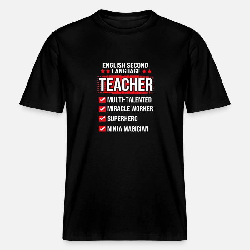 Professeur d’anglais Professeur d’anglais -  T-shirt unisexe RELAXED FIT en coton bio - noir
