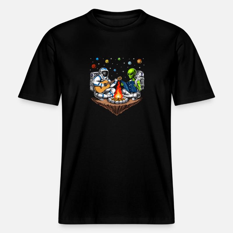 Astronaute de l’espace extraterrestre Camping -  T-shirt unisexe RELAXED FIT en coton bio - noir