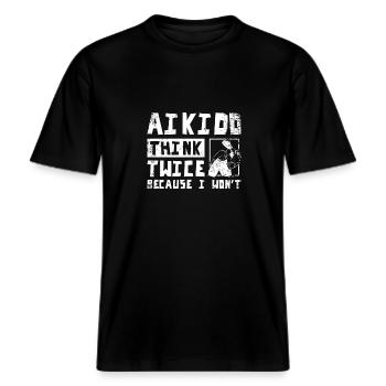 Aikido tænk dig om to gange, for det vil jeg ikke -  Økologisk unisex T-shirt RELAXED FIT - sort - Foran - Alina (178cm) & Michal (187cm)