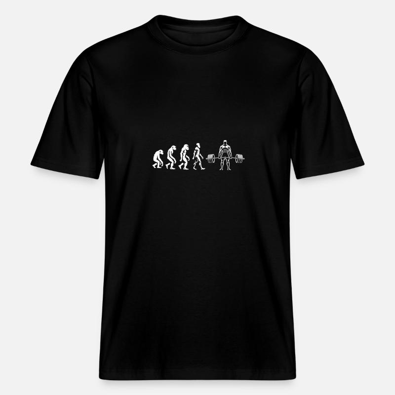 Evolutionärer Bodybuilder Kreuzheben -  RELAXED FIT Unisex Organic T-Shirt - Schwarz