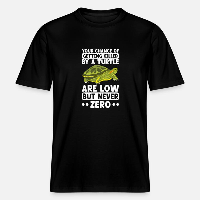 Turtle Red-eared Turtle - RELAXED FIT Unisex Organic T-Shirt - black