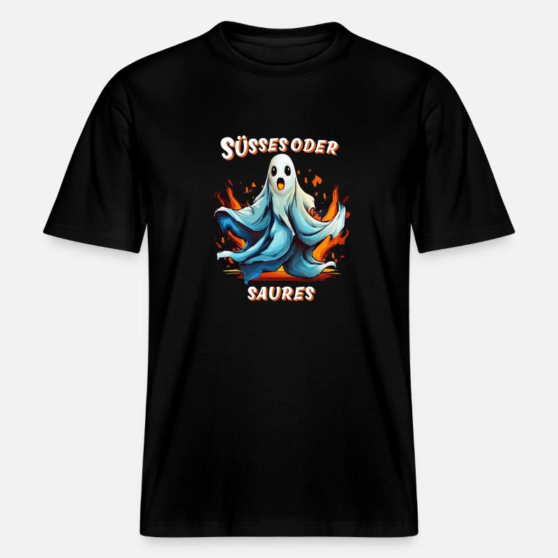GEIST HALLOWEEN SÜSSES ODER SAURES -  RELAXED FIT Unisex Organic T-Shirt - Schwarz