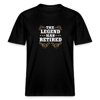 Krankenschwester Rente -  RELAXED FIT Unisex Organic T-Shirt - Schwarz - Vorne - Alina (178cm) & Michal (187cm)