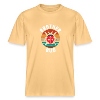 Brother Bug Retro Ladybug -  RELAXED FIT Unisex Organic T-Shirt - washed yellow - Front - Alina (178cm) & Michal (187cm)