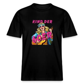 FRAU KIND DER 60er -  RELAXED FIT Unisex Organic T-Shirt - Schwarz - Vorne - Alina (178cm) & Michal (187cm)