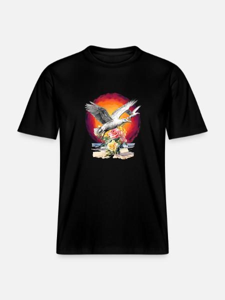 Seagulls Seagull Seagulls Maritime Sunset -  RELAXED FIT Unisex Organic T-Shirt - black