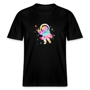 BJÖRN - Beau prénom de garçon avec un astronaute mignon -  T-shirt unisexe RELAXED FIT en coton bio - noir - Devant - Alina (178cm) & Michal (187cm)