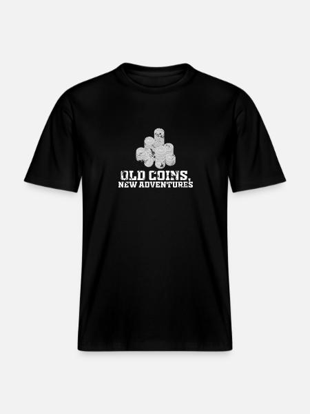 Old Coins New Adventures Numismatics -  RELAXED FIT Unisex Organic T-Shirt - black