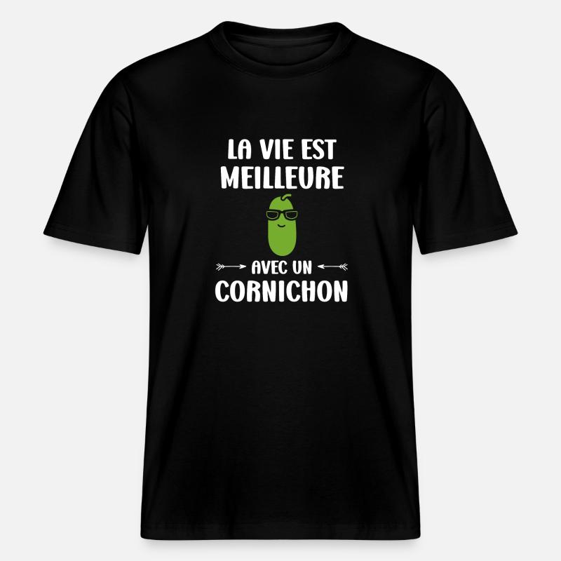 cornichon - T-shirt unisexe RELAXED FIT en coton bio - noir