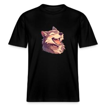 Wölfe Wolf -  RELAXED FIT Unisex Organic T-Shirt - Schwarz - Vorne - Alina (178cm) & Michal (187cm)