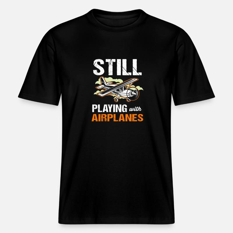 Pilot Flugzeug -  RELAXED FIT Unisex Organic T-Shirt - Schwarz