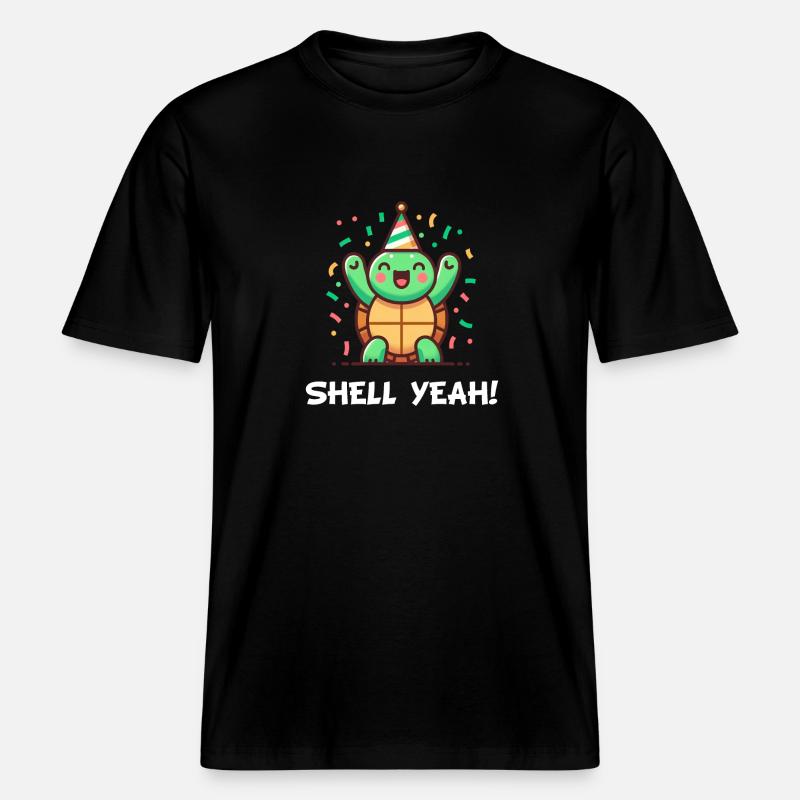 Shell Yeah! Celebration Turtle -  RELAXED FIT Unisex Organic T-Shirt - black