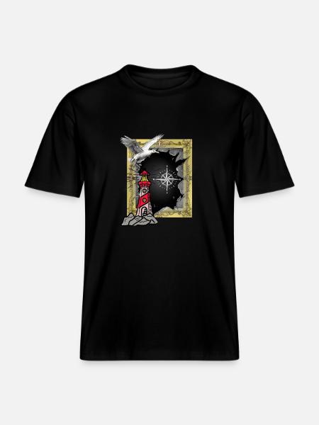 Phare maritime Seagull Seagulls -  T-shirt unisexe RELAXED FIT en coton bio - noir